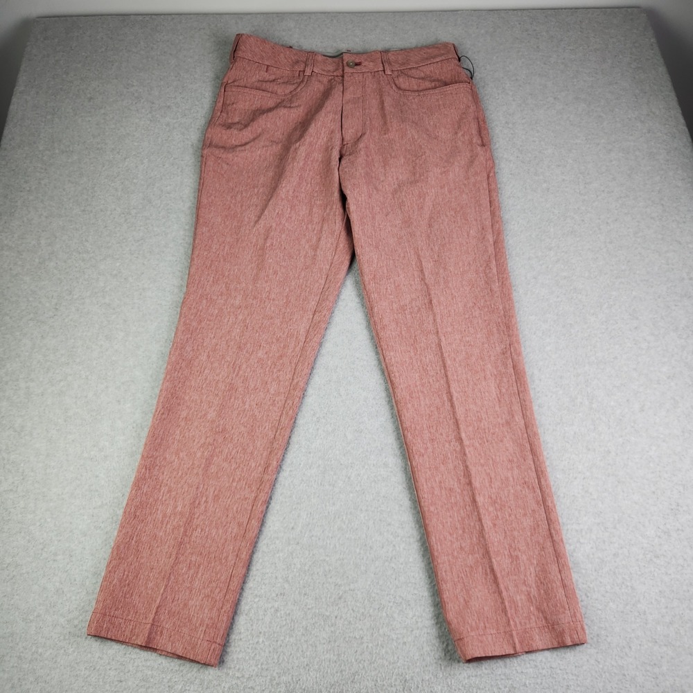 Walter Hagen Perfect 11 Novelty Pants Mens 34x32 Maroon 4-Way Stretch Slim Fit